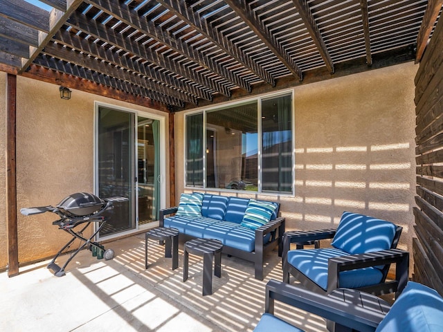 2830 Calaveras Ct, Redding, CA 96002 - view of patio with an outdoor living space and a pergola