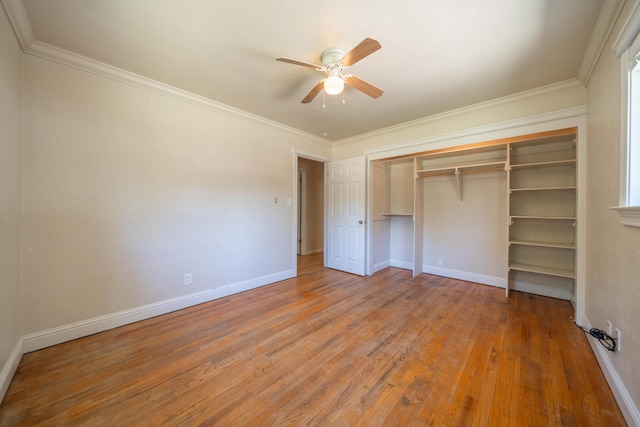 5101 Bidwell Rd, Redding, CA 96001 - unfurnished bedroom featuring light wood-style floors, baseboards, a closet, and ornamental molding