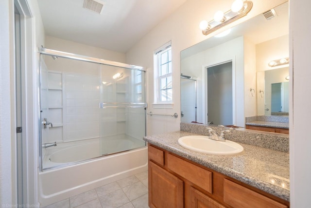 2340 Shining Star Way, Redding, CA 96003 - bathroom with tile patterned floors, vanity, and combined bath / shower with glass door