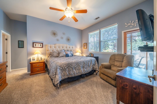 1030 Tulare Ct, Redding, CA 96003 - bedroom with light carpet, baseboards, and a ceiling fan