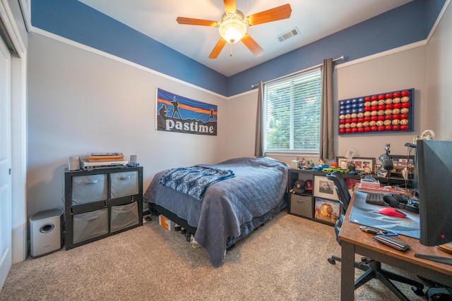1030 Tulare Ct, Redding, CA 96003 - carpeted bedroom featuring a desk and ceiling fan