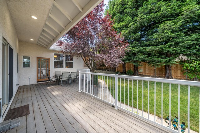 1030 Tulare Ct, Redding, CA 96003 - wooden deck featuring outdoor dining space