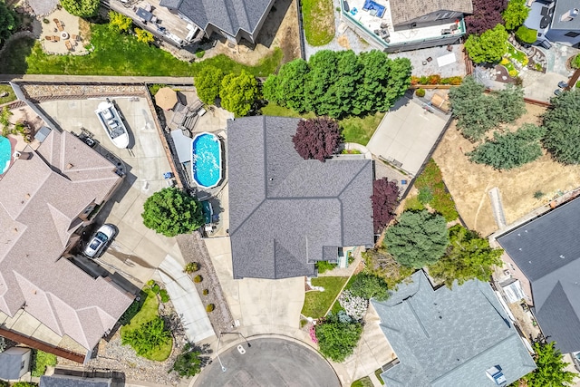 1030 Tulare Ct, Redding, CA 96003 - aerial perspective of suburban area featuring a pool