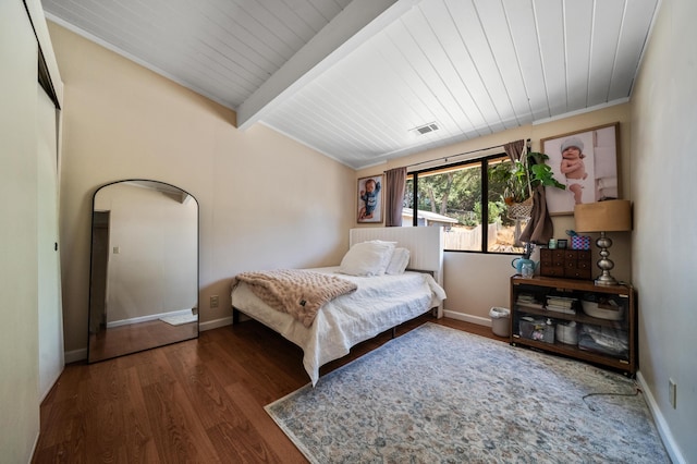 2006 Vale Dr, Redding, CA 96002 - bedroom featuring wood finished floors, wood ceiling, and baseboards