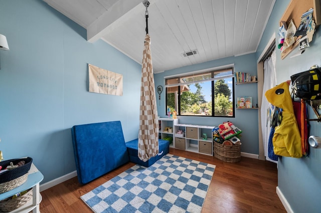 2006 Vale Dr, Redding, CA 96002 - playroom with wood finished floors, baseboards, and wood ceiling