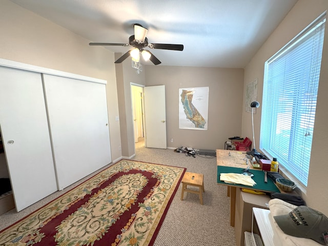 29093 Day Rd, Mcarthur, CA 96056 - home office featuring carpet floors and a ceiling fan