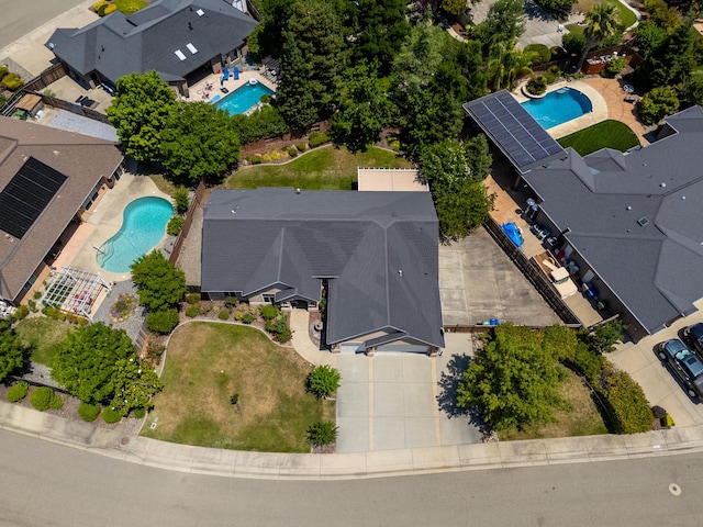 3921 Silver Lace Ln, Redding, CA 96001 - aerial view of property and surrounding area featuring a pool area