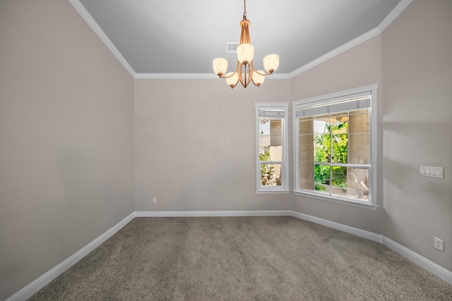 3921 Silver Lace Ln, Redding, CA 96001 - carpeted spare room with a chandelier and crown molding