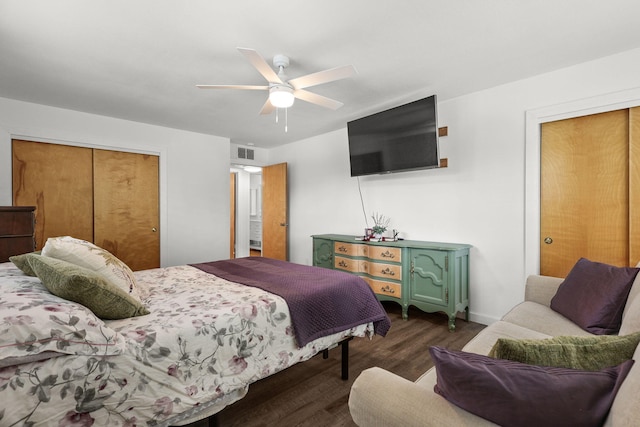 1666 Willis St, Redding, CA 96001 - bedroom featuring wood finished floors, a closet, and ceiling fan