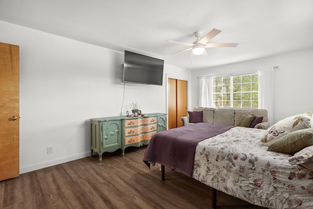 1666 Willis St, Redding, CA 96001 - bedroom with wood finished floors, a closet, and ceiling fan