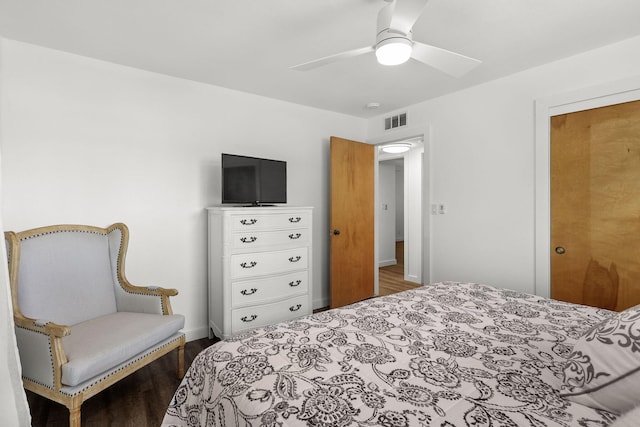 1666 Willis St, Redding, CA 96001 - bedroom featuring wood finished floors and a ceiling fan