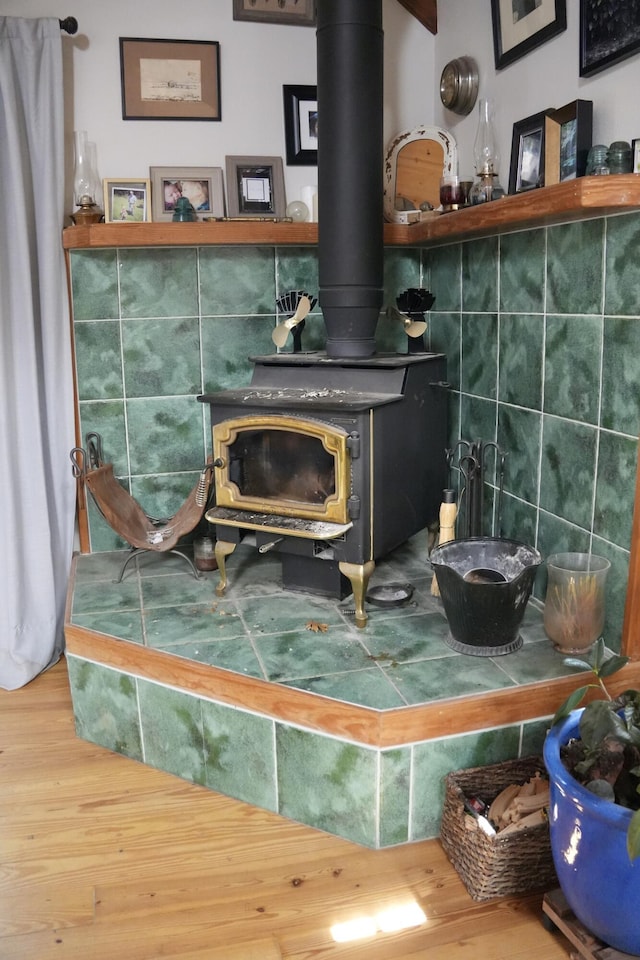 261 Salt Flat Rd, Lewiston, CA 96052 - detailed view of wood finished floors and a wood stove