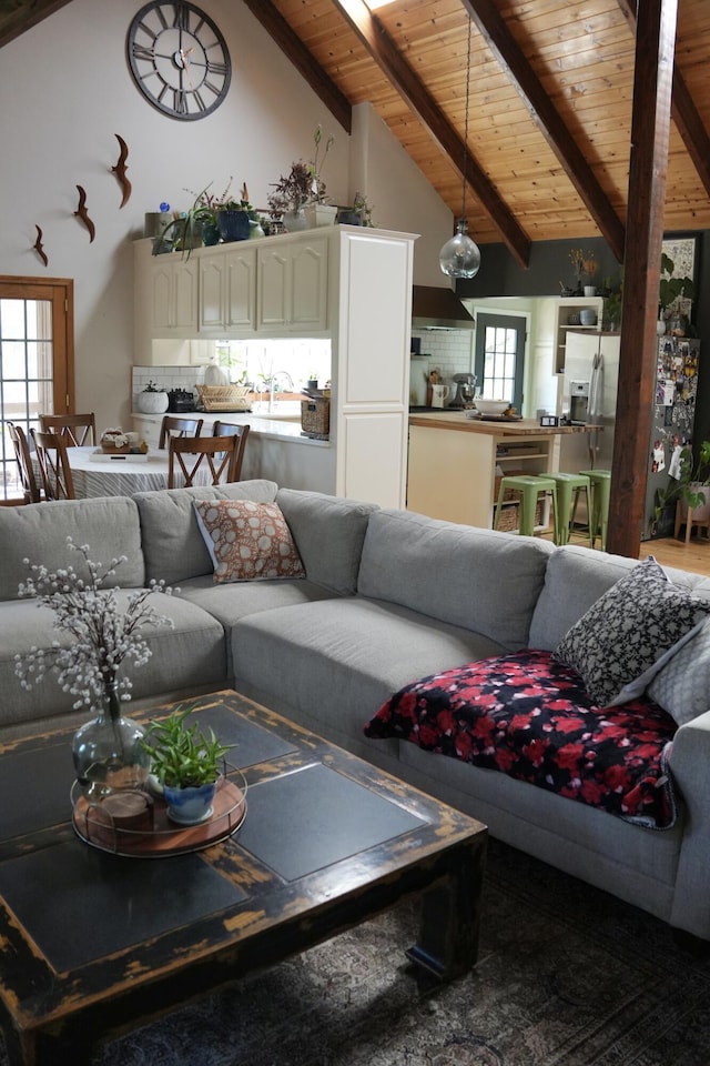 261 Salt Flat Rd, Lewiston, CA 96052 - living area with a wood ceiling with exposed beams and high vaulted ceiling