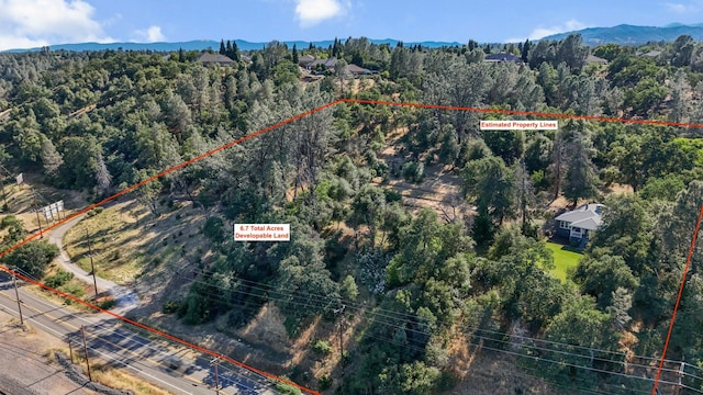 3826 Railroad Ave, Redding, CA 96001 - aerial view of property's location with property boundaries highlighted and a heavily wooded area