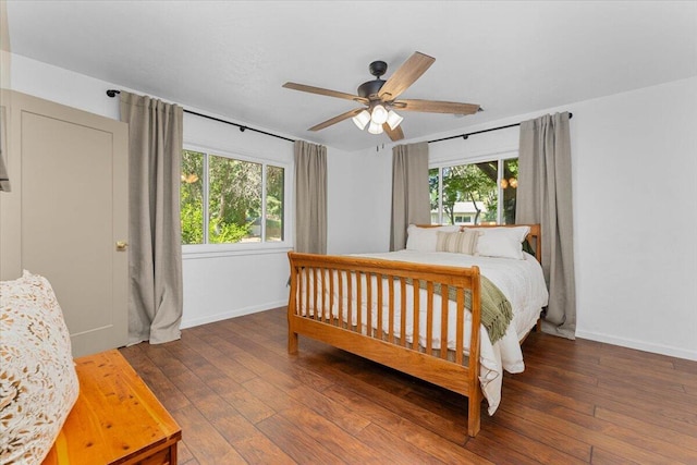 2551 S Waverly Ave, Redding, CA 96001 - bedroom with wood-type flooring, baseboards, and ceiling fan