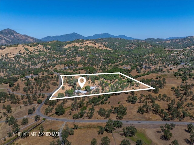22400 E Elk Trl, Redding, CA 96003 - view of property location with mountains and property boundaries highlighted