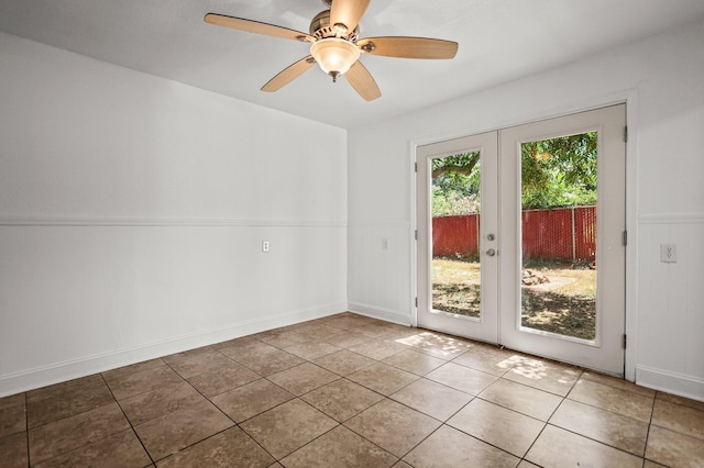 20650 Matamoros St, Redding, CA 96002 - spare room with french doors, tile patterned floors, and ceiling fan
