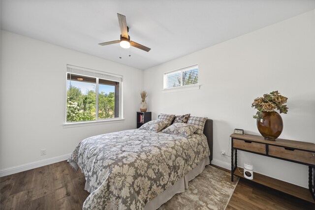 4648 Kilkee Dr, Redding, CA 96001 - bedroom with baseboards, wood finished floors, and ceiling fan