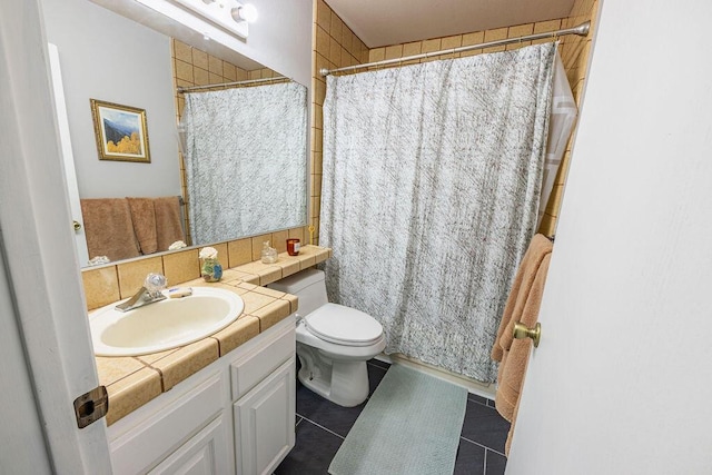 410 Ridgecrest Trl Unit 226, Redding, CA 96003 - bathroom with toilet, vanity, tile patterned floors, and a shower with curtain