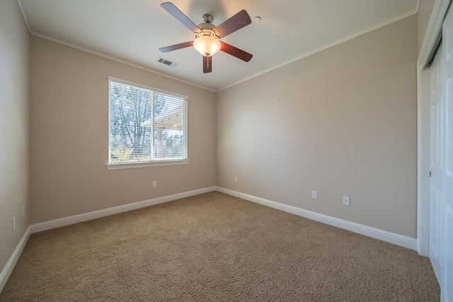 3337 Old Lantern Dr, Redding, CA 96003 - carpeted spare room with ornamental molding, baseboards, and a ceiling fan