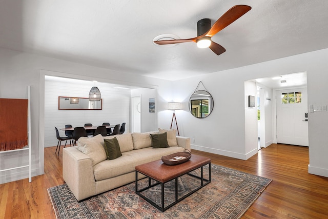 2180 Oak Ridge Dr, Redding, CA 96001 - living area featuring ceiling fan and wood finished floors
