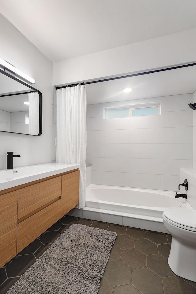 2180 Oak Ridge Dr, Redding, CA 96001 - full bath with vanity, tile patterned flooring, and shower / bath combo