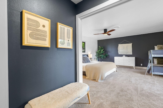 2180 Oak Ridge Dr, Redding, CA 96001 - carpeted bedroom featuring a textured wall and a ceiling fan