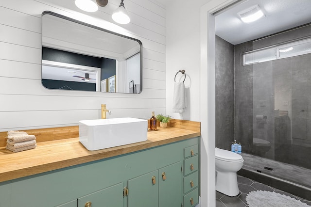 2180 Oak Ridge Dr, Redding, CA 96001 - bathroom with vanity, tile patterned flooring, and a shower with shower door