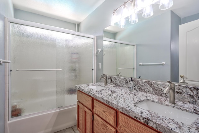 17400 Pittim Dr, Redding, CA 96003 - full bathroom with shower / bath combination with glass door, double vanity, and tile patterned flooring