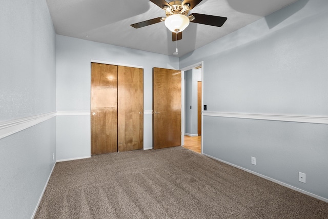 1401 Casa Vereda Way, Redding, CA 96003 - unfurnished bedroom featuring carpet floors, a closet, and a ceiling fan