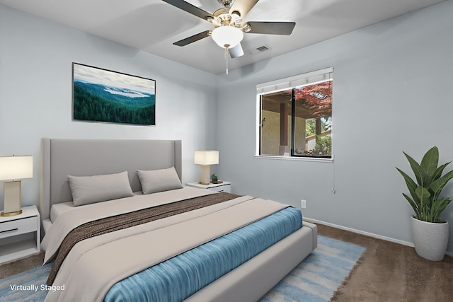 1401 Casa Vereda Way, Redding, CA 96003 - carpeted bedroom featuring baseboards and ceiling fan