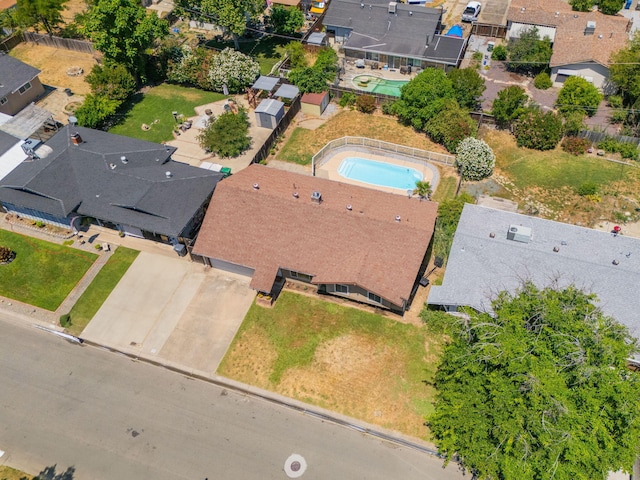 2034 Wilder Dr, Redding, CA 96002 - aerial view of property and surrounding area featuring a pool area and nearby suburban area