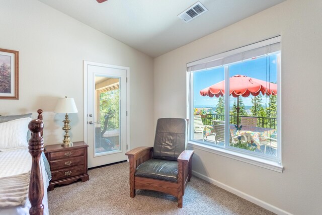 7256 Shasta Forest Dr, Shingletown, CA 96088 - sitting room with lofted ceiling, plenty of natural light, carpet floors, and baseboards