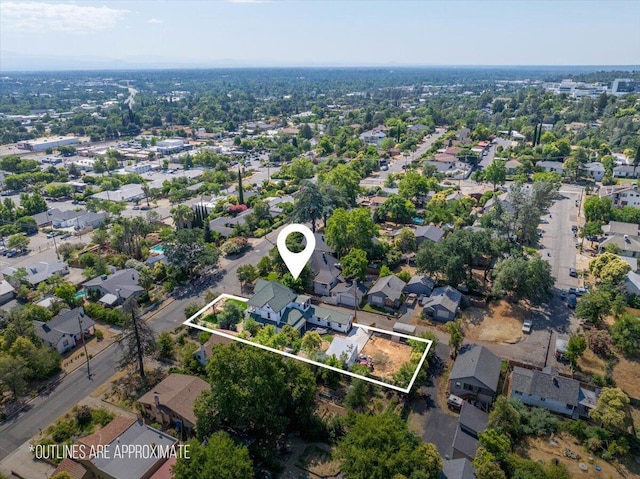 1764 Chestnut St, Redding, CA 96001 - aerial perspective of suburban area with property boundaries highlighted