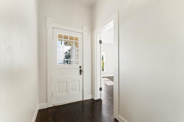 1764 Chestnut St, Redding, CA 96001 - doorway featuring baseboards and dark wood-style flooring