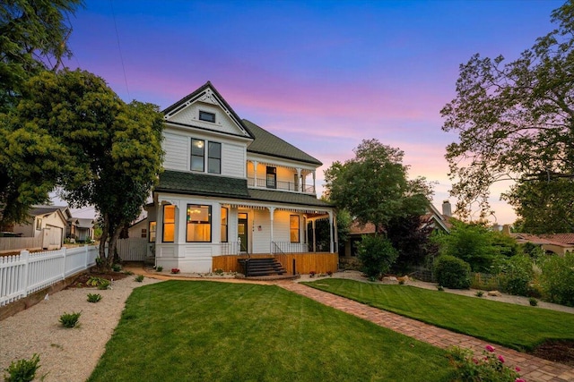 1764 Chestnut St, Redding, CA 96001 - back of property at dusk with covered porch