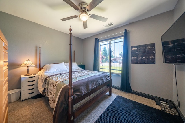 1136 Woodland Ter, Redding, CA 96002 - bedroom with carpet floors, ceiling fan, and access to exterior