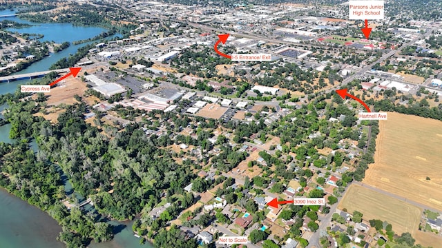 3090 Inez St, Redding, CA 96002 - aerial view of property's location with a nearby body of water