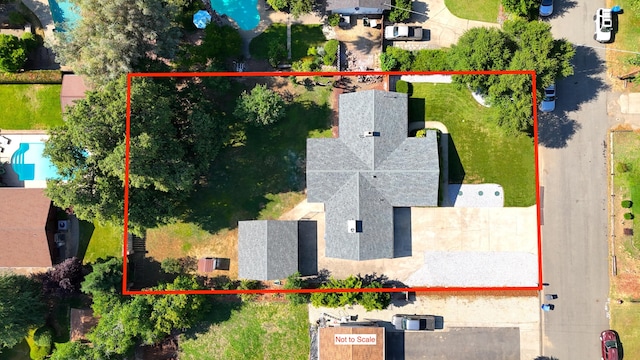 3090 Inez St, Redding, CA 96002 - aerial view of property's location with a pool area and property boundaries highlighted