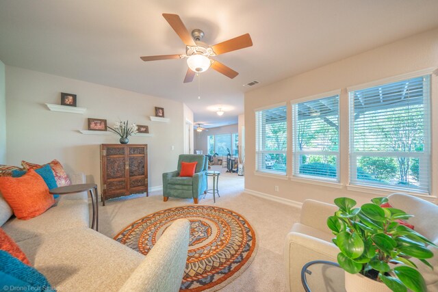 3179 Pinot Path, Redding, CA 96001 - carpeted living room with ceiling fan and baseboards