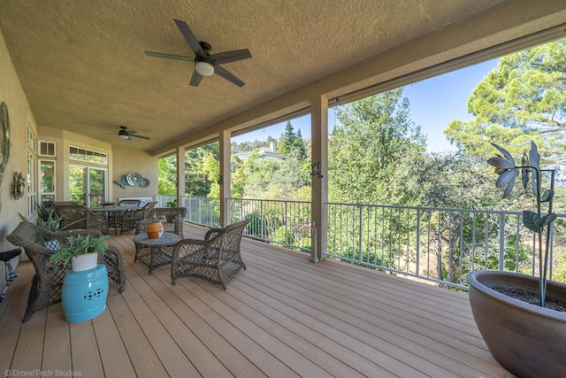 3179 Pinot Path, Redding, CA 96001 - deck featuring a ceiling fan and outdoor dining space