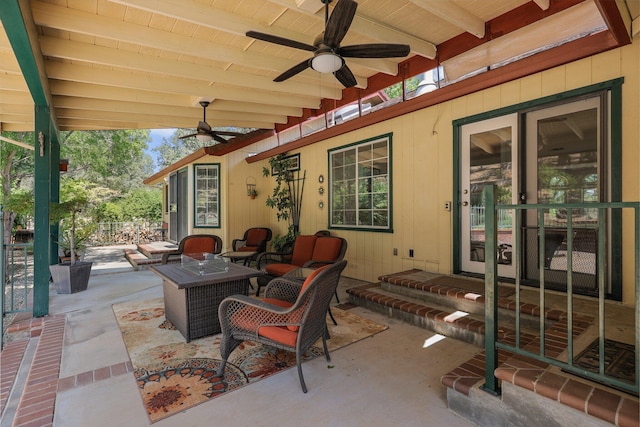 21247 Creekside Dr, Red Bluff, CA 96080 - view of patio with a ceiling fan and outdoor lounge area