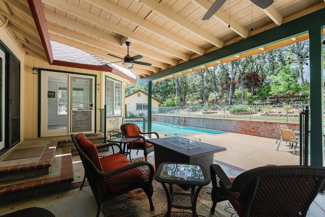 21247 Creekside Dr, Red Bluff, CA 96080 - fenced backyard featuring ceiling fan and a patio area