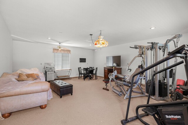21247 Creekside Dr, Red Bluff, CA 96080 - workout area with carpet floors, recessed lighting, and baseboards