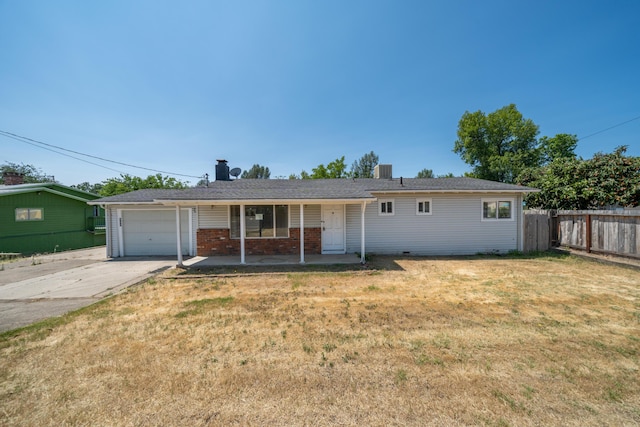 852 Lake Blvd, Redding, CA 96003 - ranch-style home with concrete driveway, a garage, brick siding, central AC, and a porch