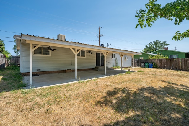 852 Lake Blvd, Redding, CA 96003 - rear view of house featuring a ceiling fan, a patio area, cooling unit, and entry steps