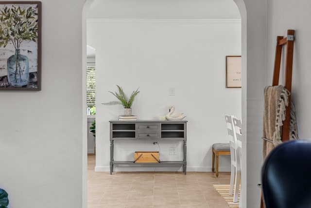 1545 Olive Ave, Redding, CA 96001 - tiled office with arched walkways and crown molding