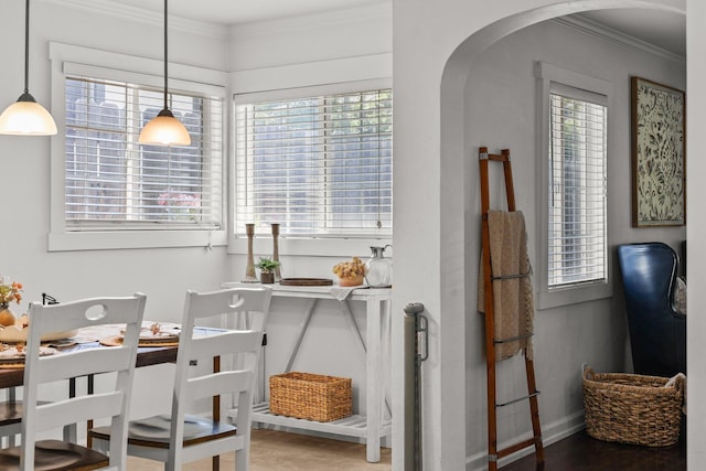 1545 Olive Ave, Redding, CA 96001 - dining room featuring arched walkways and ornamental molding