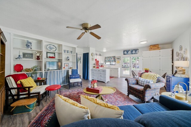 6966 Granada Dr, Redding, CA 96002 - living room featuring wood finished floors and ceiling fan