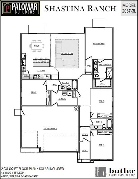 2590 Lawn Ln, Redding, CA 96002 - floor plan / room layout
